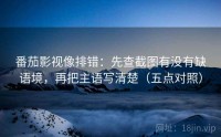 番茄影视像排错：先查截图有没有缺语境，再把主语写清楚（五点对照）