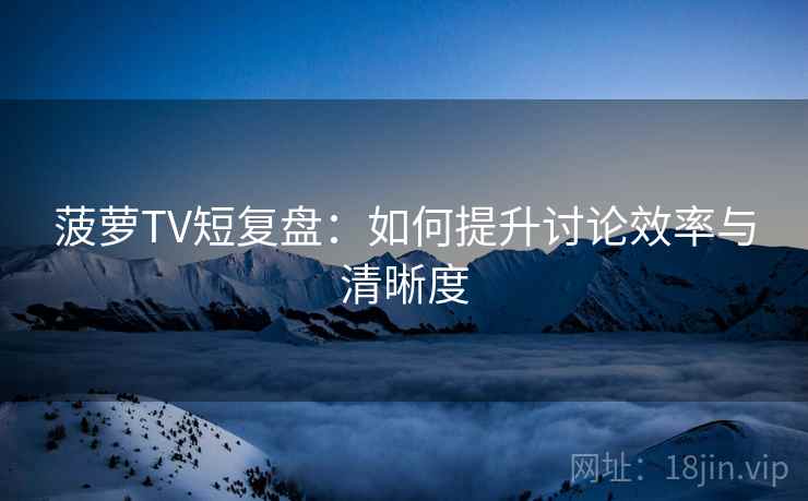 菠萝TV短复盘：如何提升讨论效率与清晰度