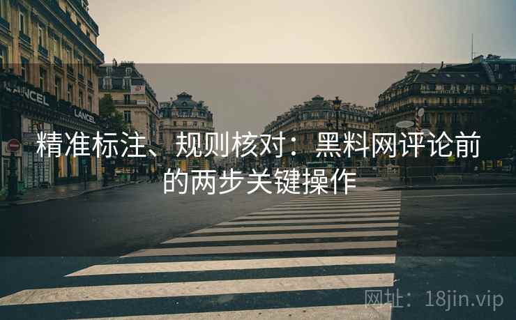 精准标注、规则核对：黑料网评论前的两步关键操作